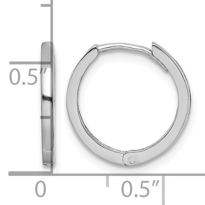 Sterling Silver Rhodium Polished Hinged Hoop Earrings