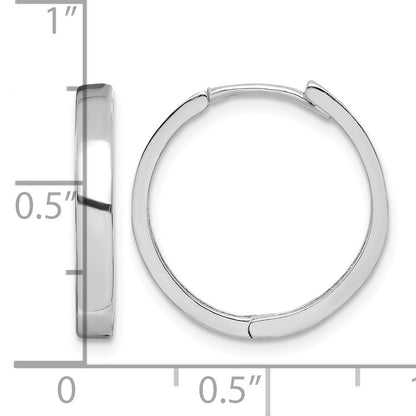 Sterling Silver Rhodium Polished Hinged Hoop Earrings