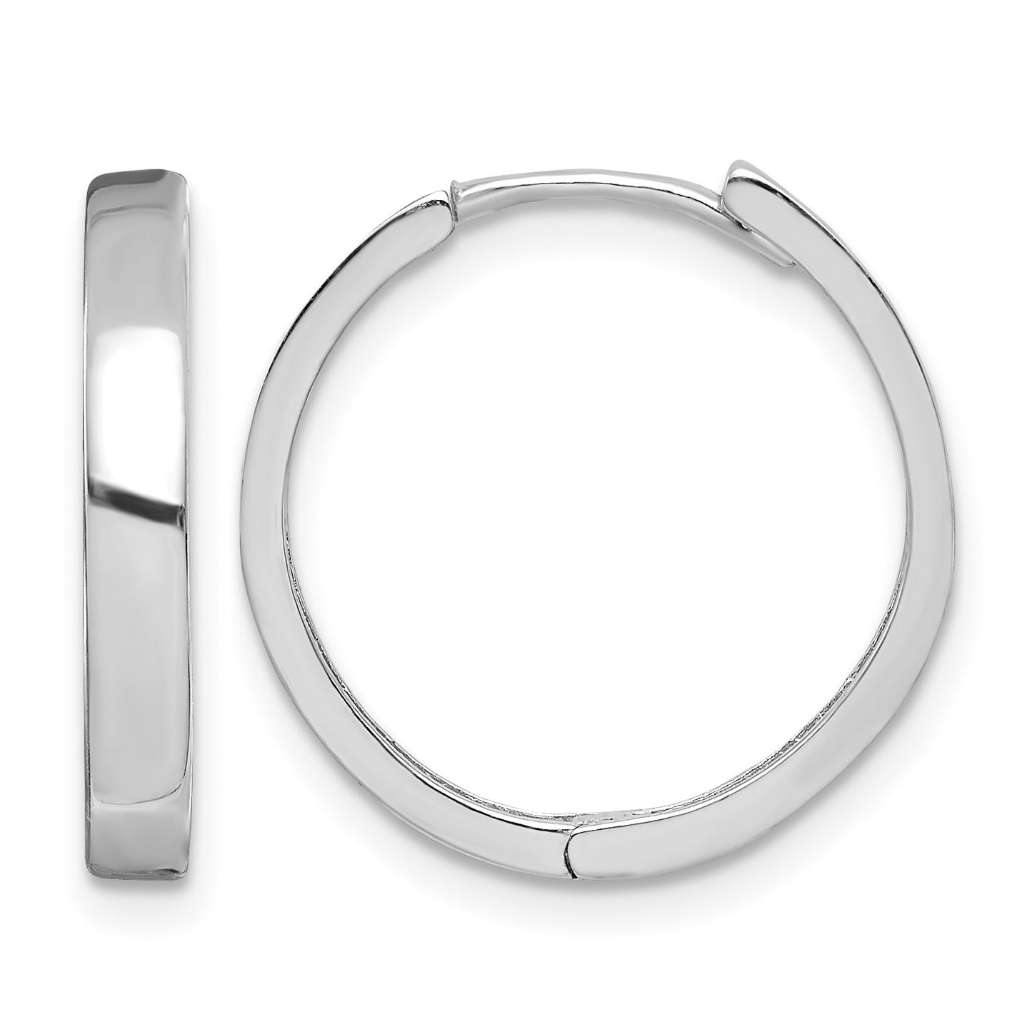 Sterling Silver Rhodium Polished Hinged Hoop Earrings