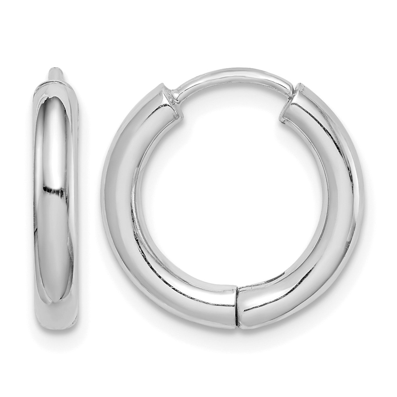 Sterling Silver Rhodium-plated Polished Hollow Hinged Hoop Earrings