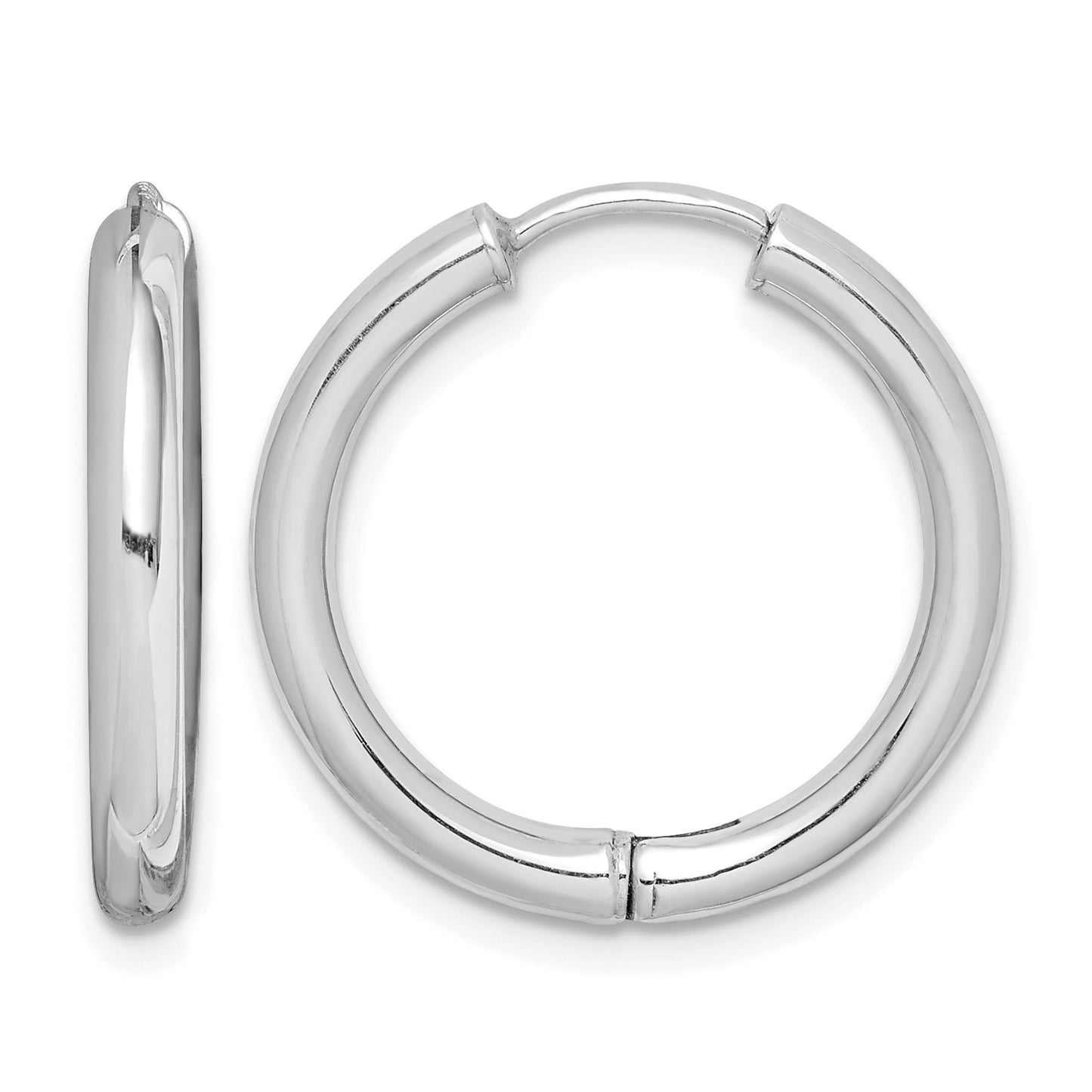 Sterling Silver Rhodium-plated Polished Hollow Hinged Hoop Earrings