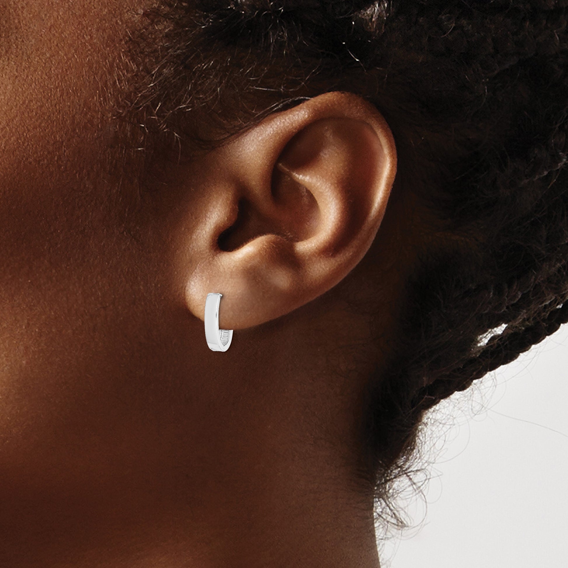 Sterling Silver Rhodium Polished Hinged Hoop Earrings