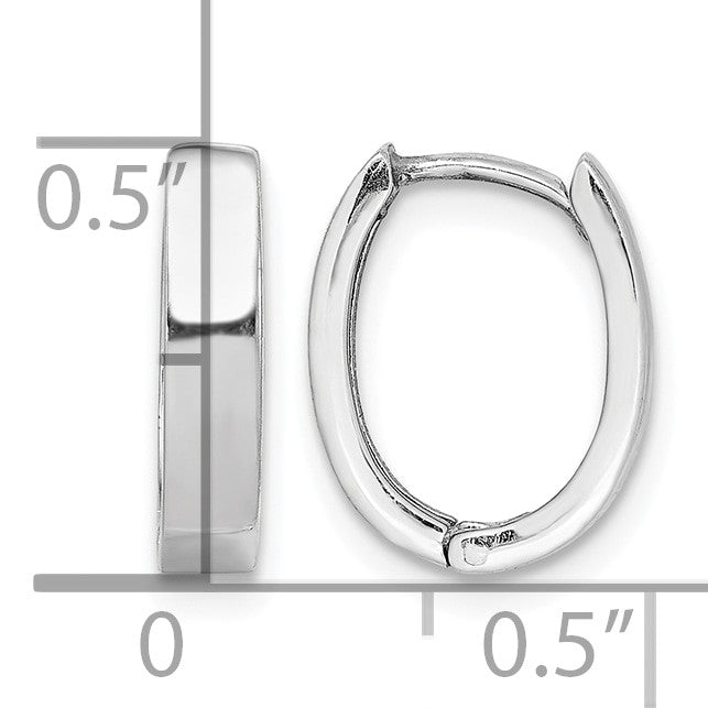 Sterling Silver Rhodium Polished Hinged Hoop Earrings