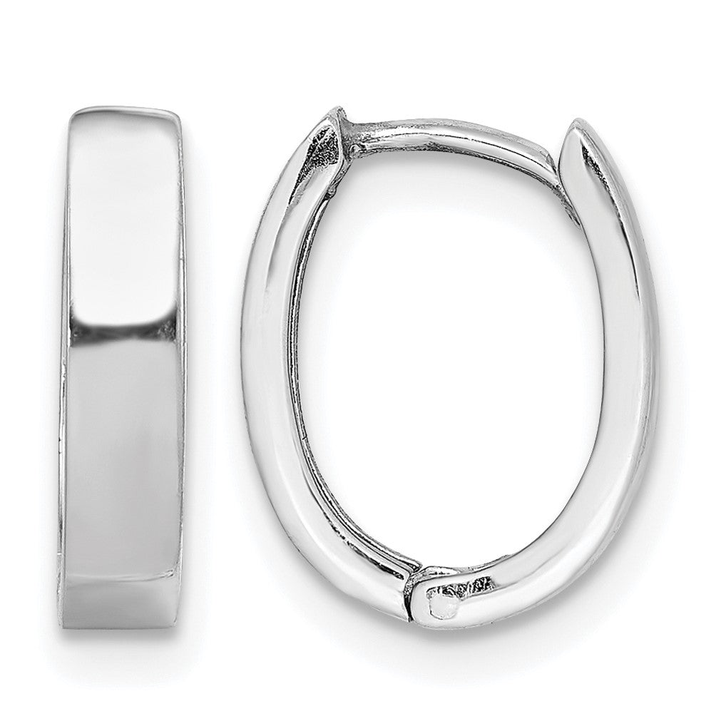 Sterling Silver Rhodium Polished Hinged Hoop Earrings
