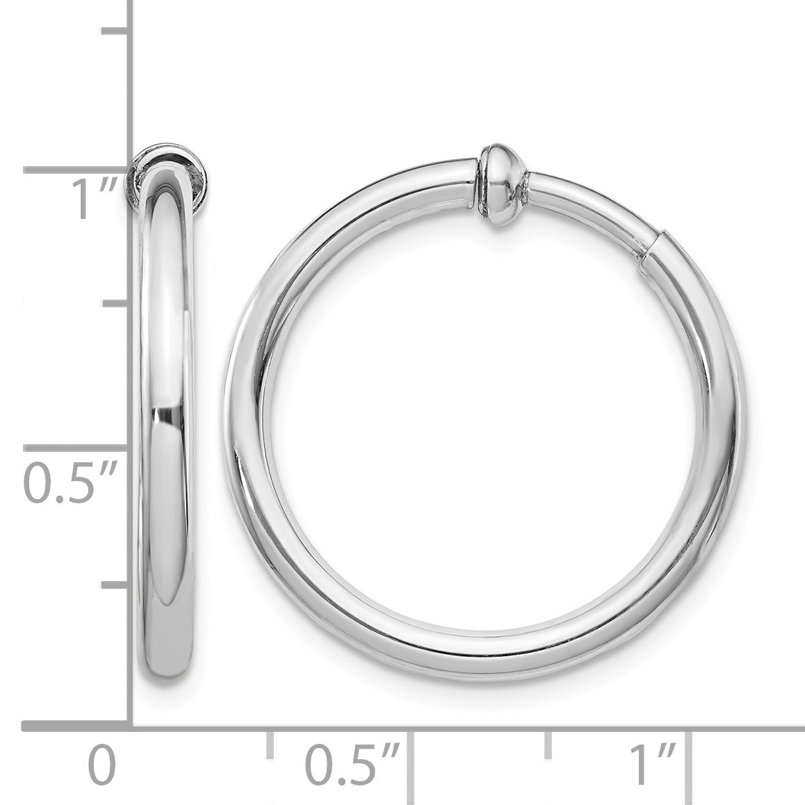 Sterling Silver RH-plated 2.5x25mm Non-Pierced Round Hoop Earrings