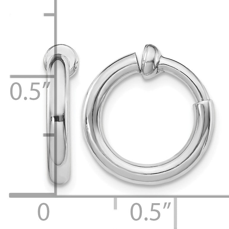 Sterling Silver RH-plated 2.5x14mm Non-Pierced Round Hoop Earrings