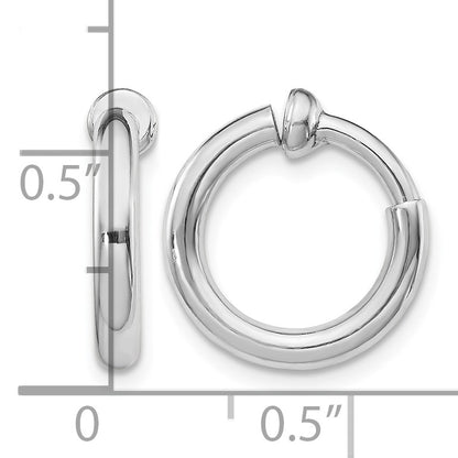 Sterling Silver RH-plated 2.5x14mm Non-Pierced Round Hoop Earrings
