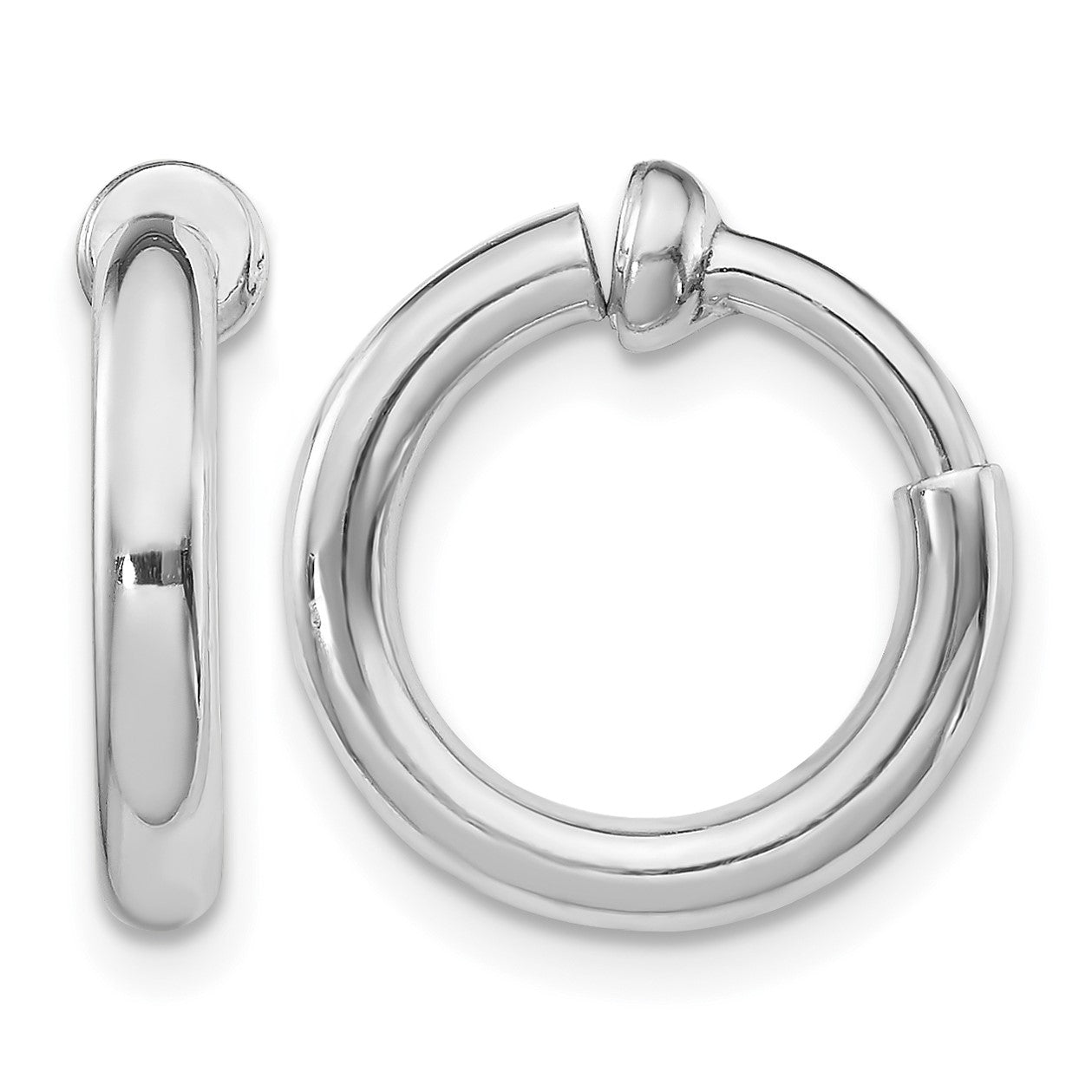 Sterling Silver RH-plated 2.5x14mm Non-Pierced Round Hoop Earrings