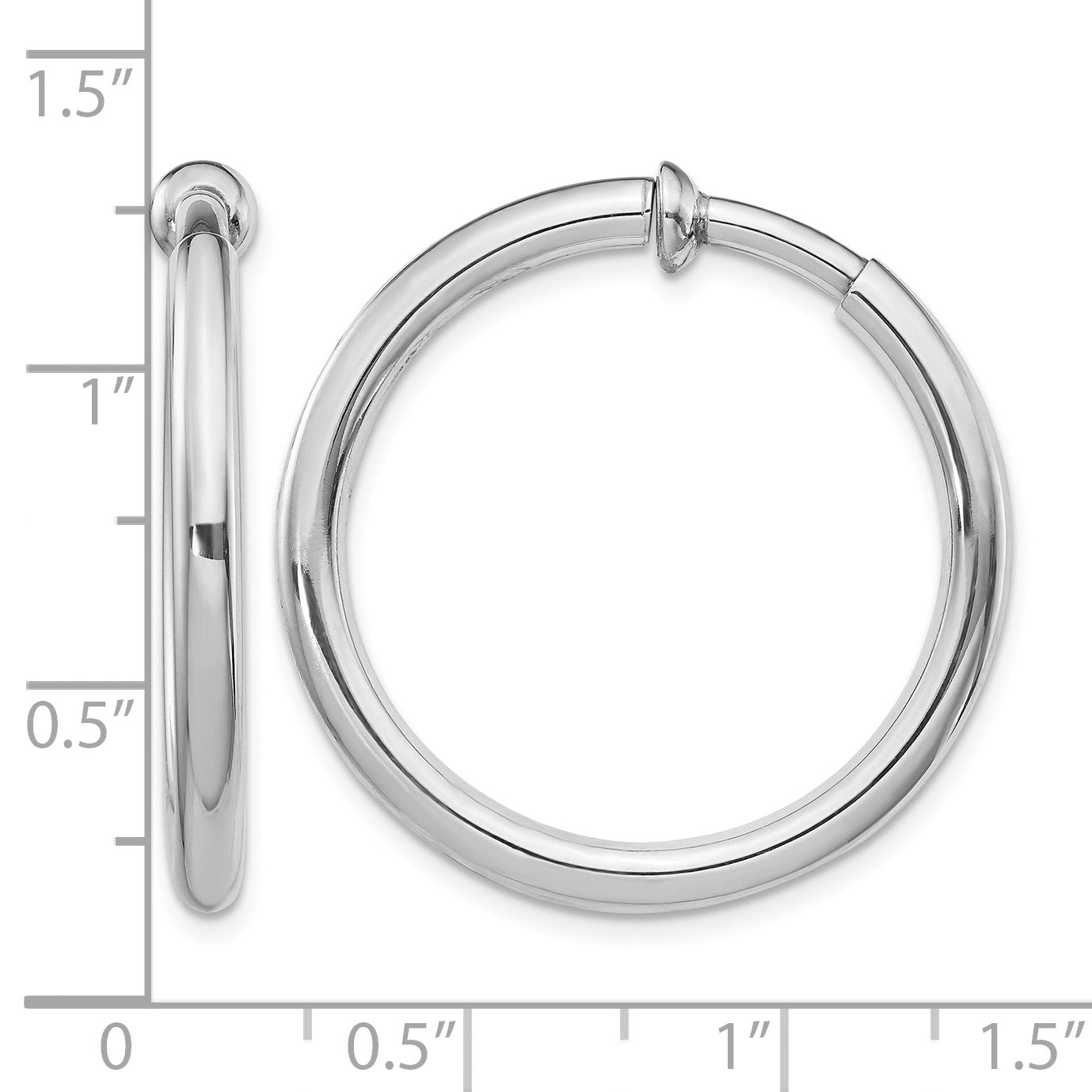 Sterling Silver RH-plated 3x31mm Non-Pierced Round Hoop Earrings