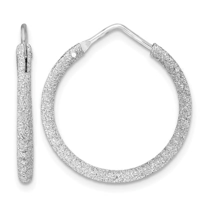 Sterling Silver Rhodium-plated Laser Cut 2mm Endless Hoop Earrings