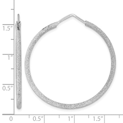 Sterling Silver Rhodium-plated Laser Cut 2mm Endless Hoop Earrings