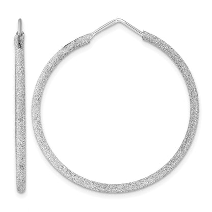 Sterling Silver Rhodium-plated Laser Cut 2mm Endless Hoop Earrings