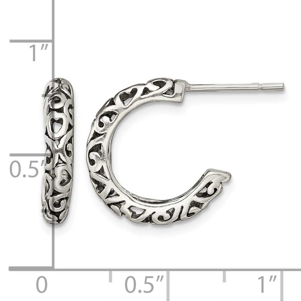 Sterling Silver Antique Post Hoop Earrings