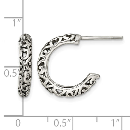 Sterling Silver Antique Post Hoop Earrings