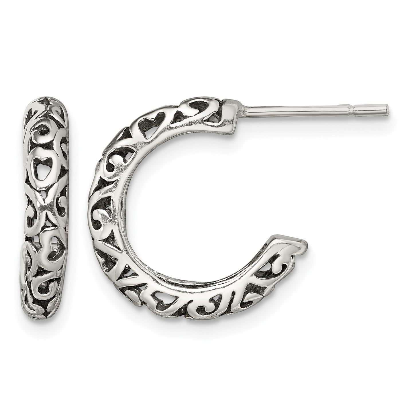 Sterling Silver Antique Post Hoop Earrings