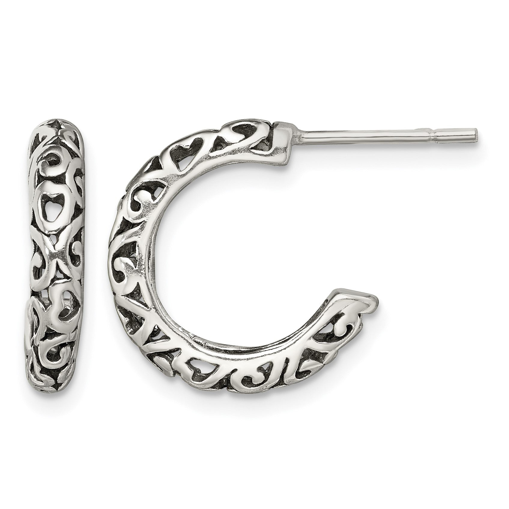 Sterling Silver Antique Post Hoop Earrings