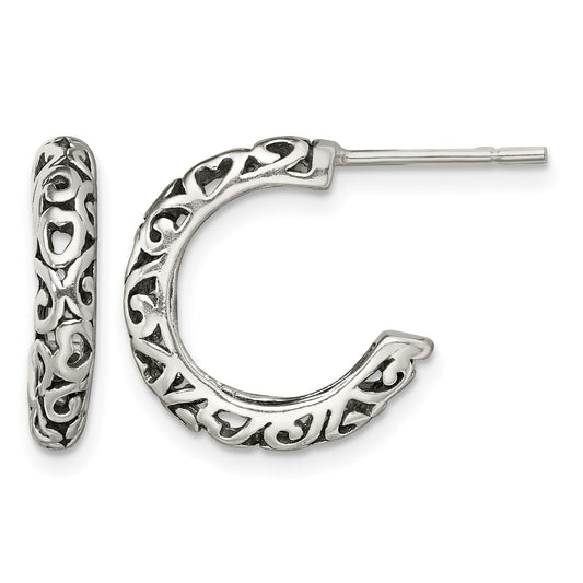 Sterling Silver Antique Post Hoop Earrings
