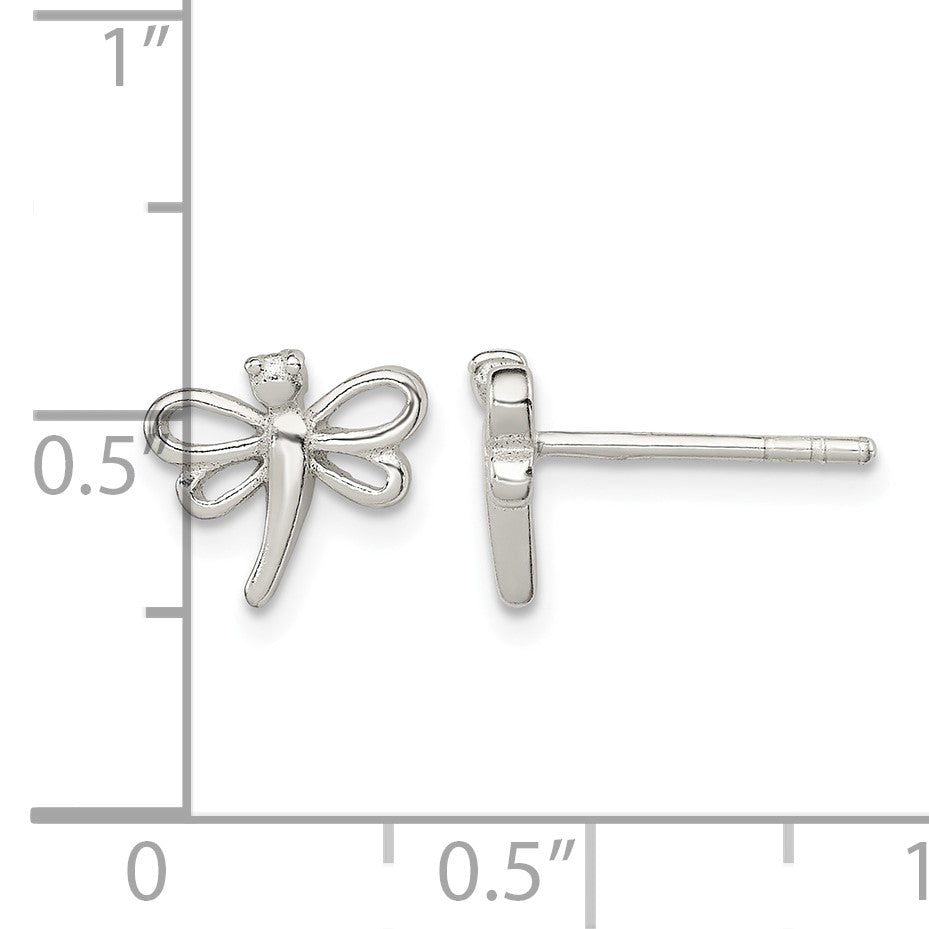 Sterling Silver Polished Dragonfly Children's Post Earrings