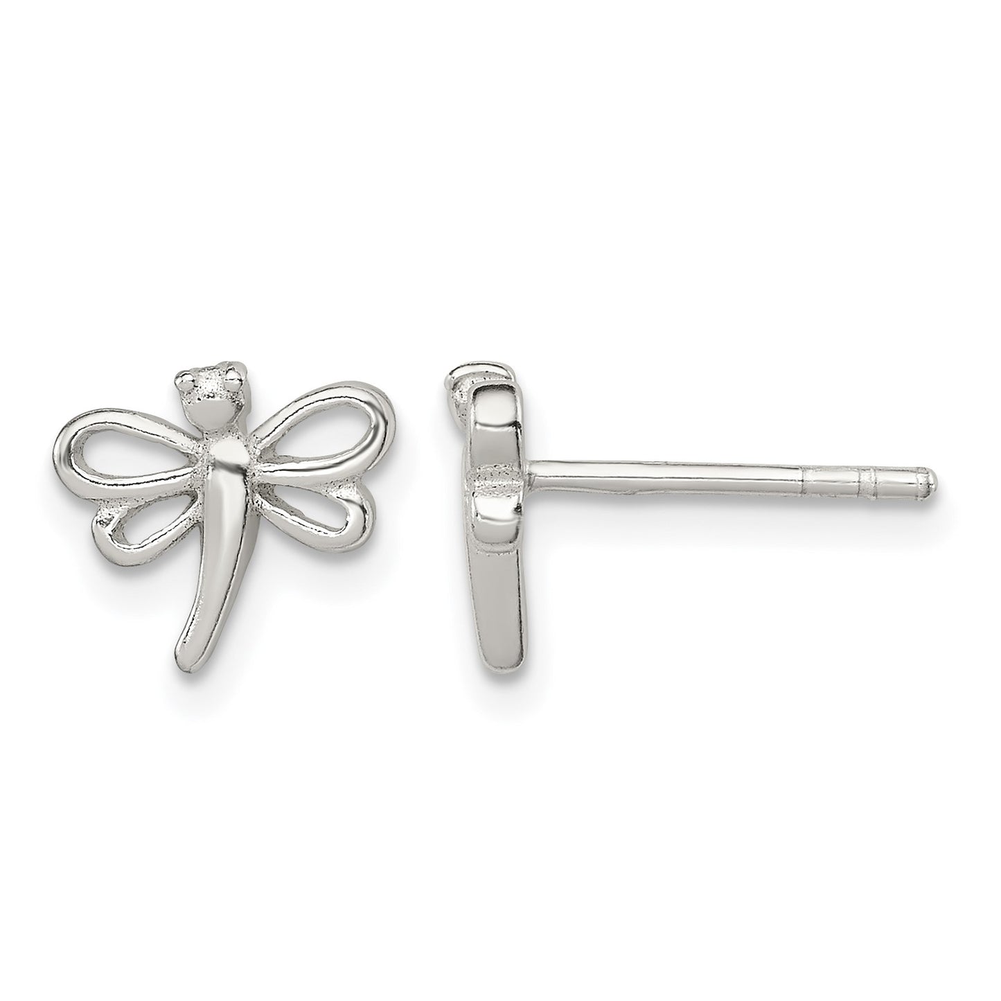 Sterling Silver Polished Dragonfly Children's Post Earrings