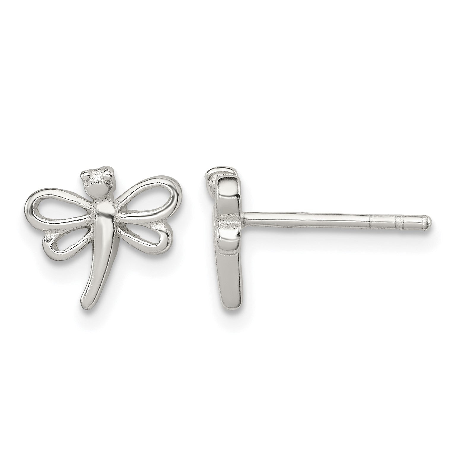 Sterling Silver Polished Dragonfly Children's Post Earrings