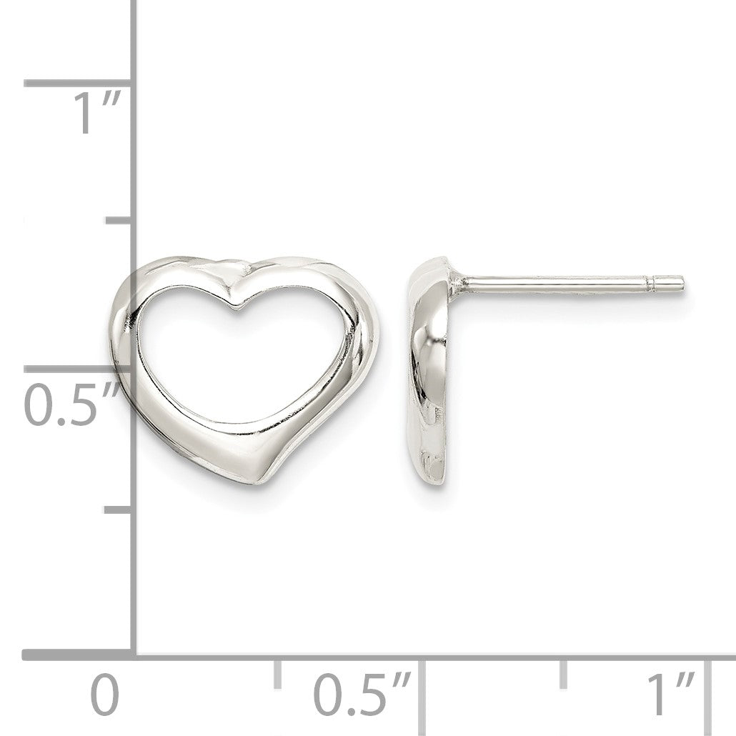 Sterling Silver Rhodium-plated Heart Post Earrings
