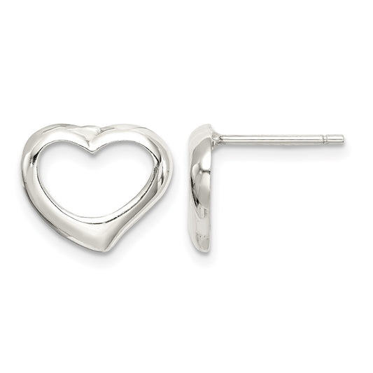 Sterling Silver Rhodium-plated Heart Post Earrings
