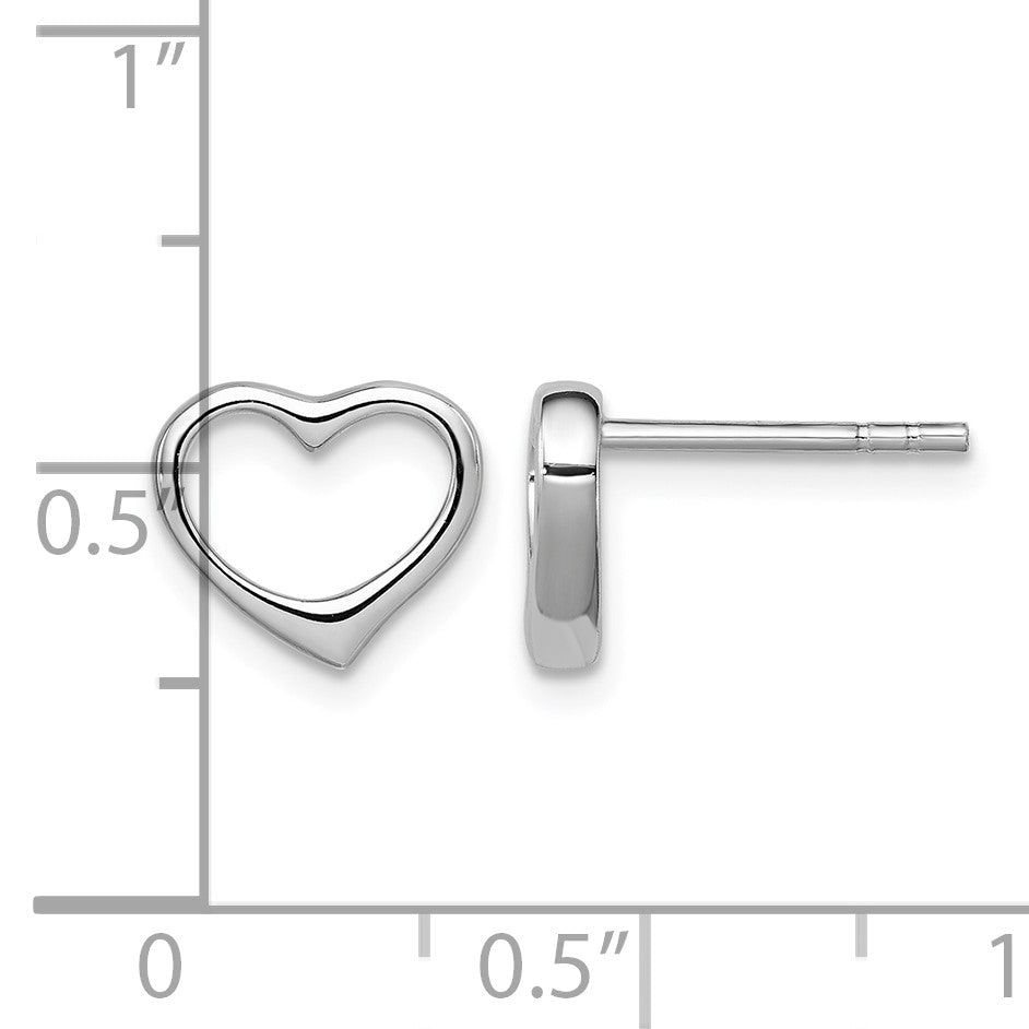 Sterling Silver Rhodium Plated Open Heart Post Earrings