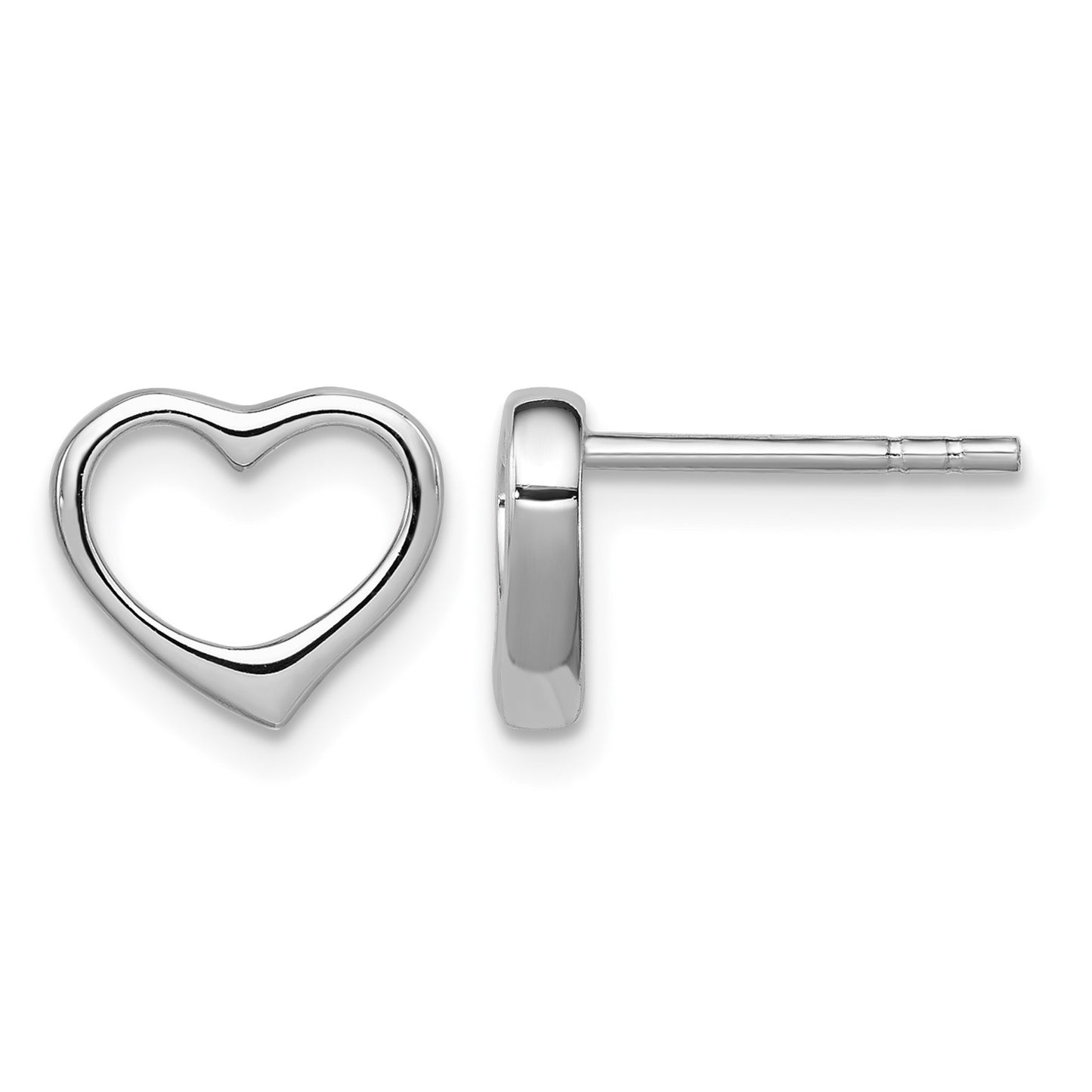 Sterling Silver Rhodium Plated Open Heart Post Earrings
