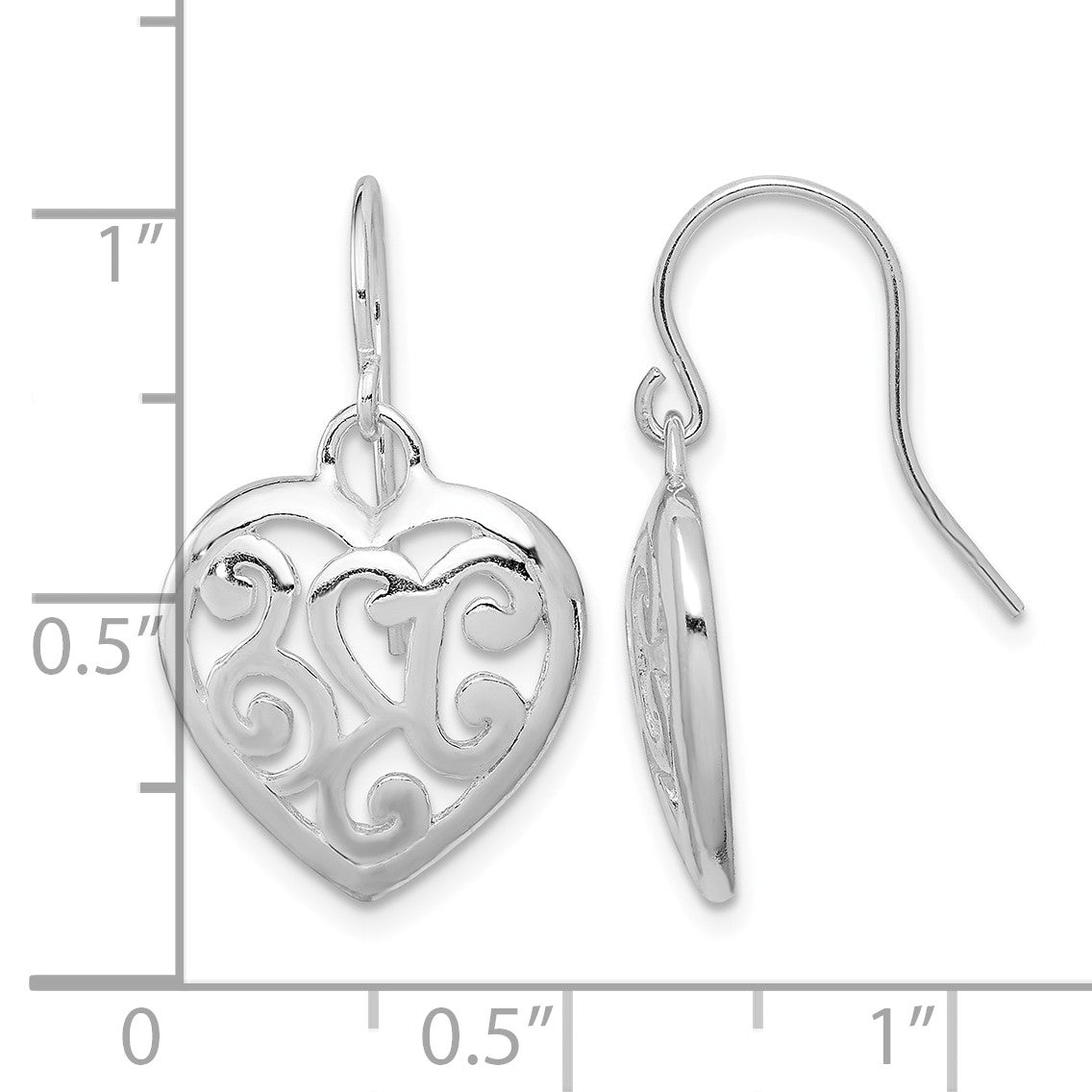 Sterling Silver Rhodium Plated Shepherd Hook Earrings