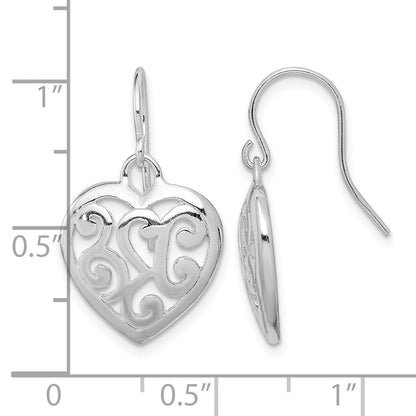 Sterling Silver Rhodium Plated Shepherd Hook Earrings