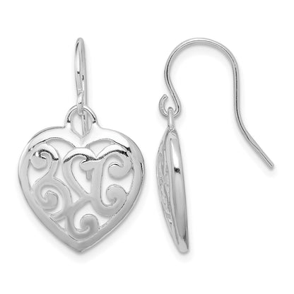 Sterling Silver Rhodium Plated Shepherd Hook Earrings