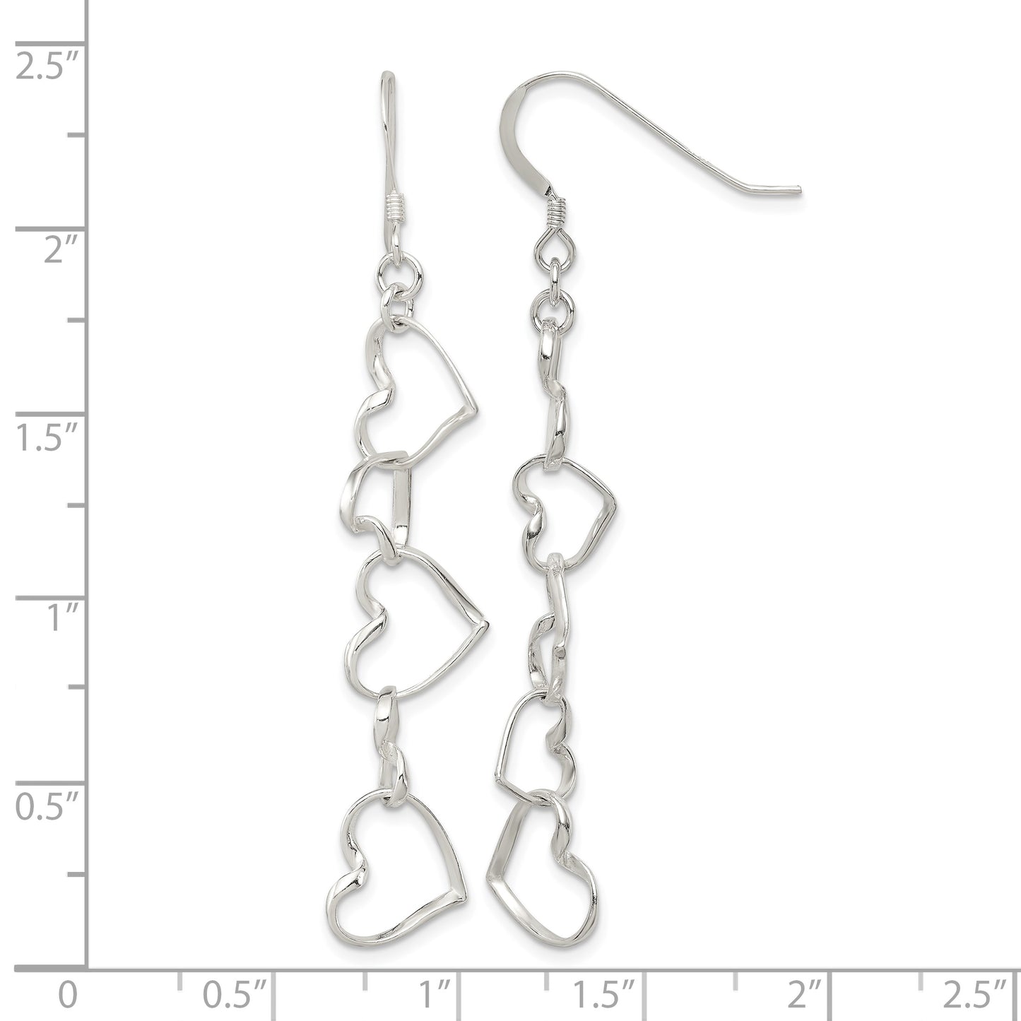Sterling Silver Heart Dangle Shepherd Hook Earrings