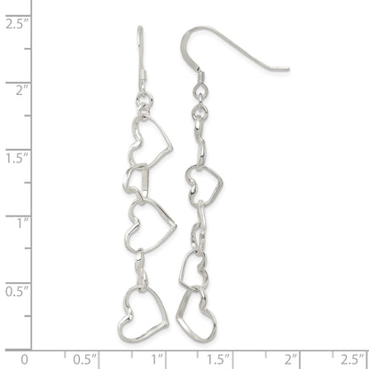 Sterling Silver Heart Dangle Shepherd Hook Earrings
