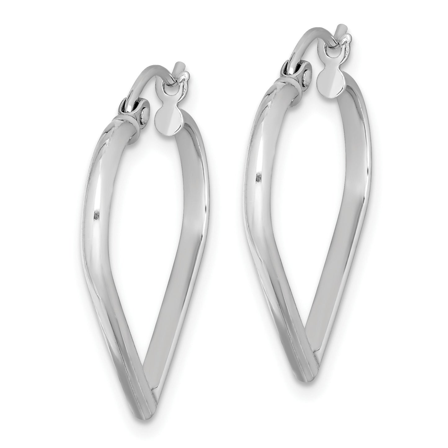 Sterling Silver Rhodium Plated Heart Hoop Earrings