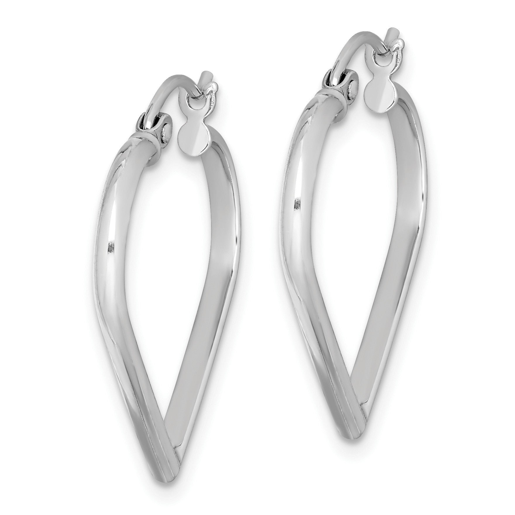 Sterling Silver Rhodium Plated Heart Hoop Earrings