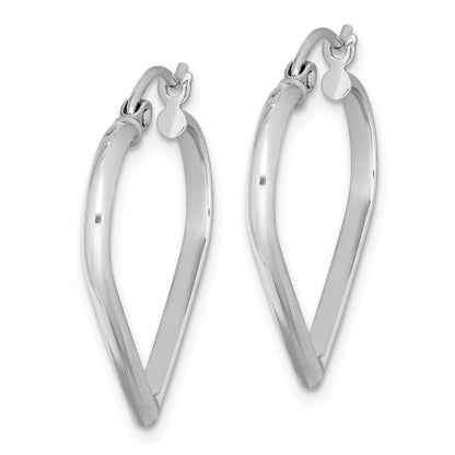 Sterling Silver Rhodium Plated Heart Hoop Earrings
