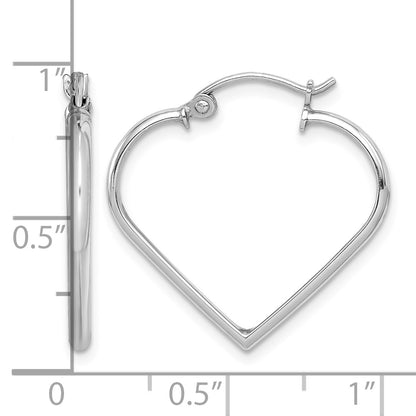 Sterling Silver Rhodium Plated Heart Hoop Earrings