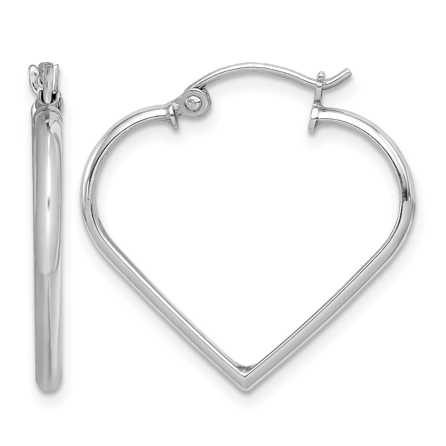 Sterling Silver Rhodium Plated Heart Hoop Earrings