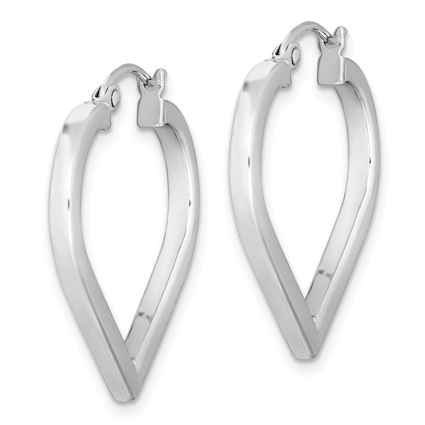 Sterling Silver Rhodium Plated Heart Hoop Earrings