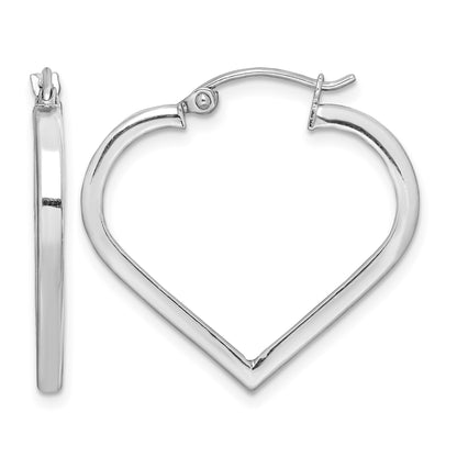 Sterling Silver Rhodium Plated Heart Hoop Earrings