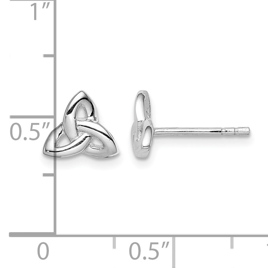 Sterling Silver Rhodium-plated Trinity Symbol Post Earrings