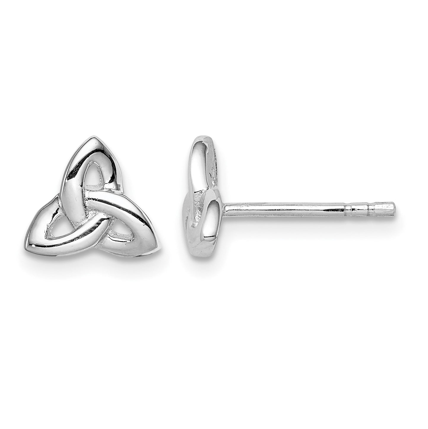 Sterling Silver Rhodium-plated Trinity Symbol Post Earrings