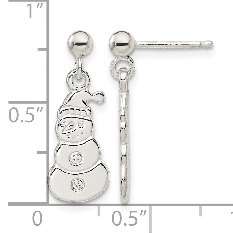 Sterling Silver Polished Snowmen Post Dangle Earrings