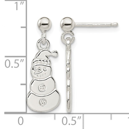 Sterling Silver Polished Snowmen Post Dangle Earrings