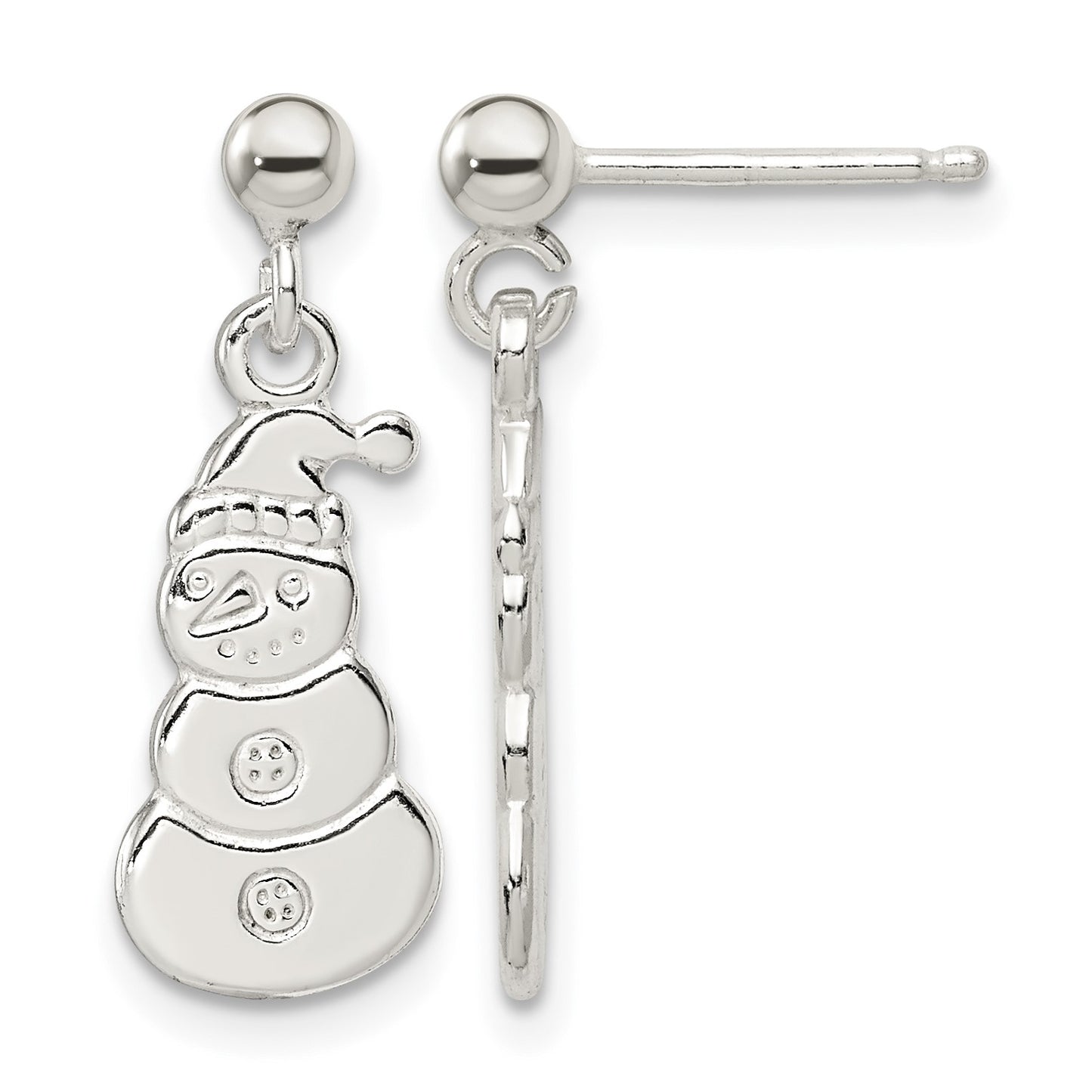 Sterling Silver Polished Snowmen Post Dangle Earrings