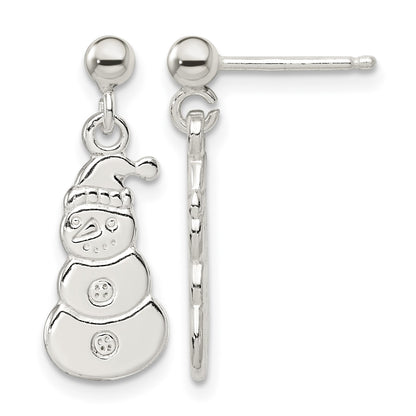 Sterling Silver Polished Snowmen Post Dangle Earrings
