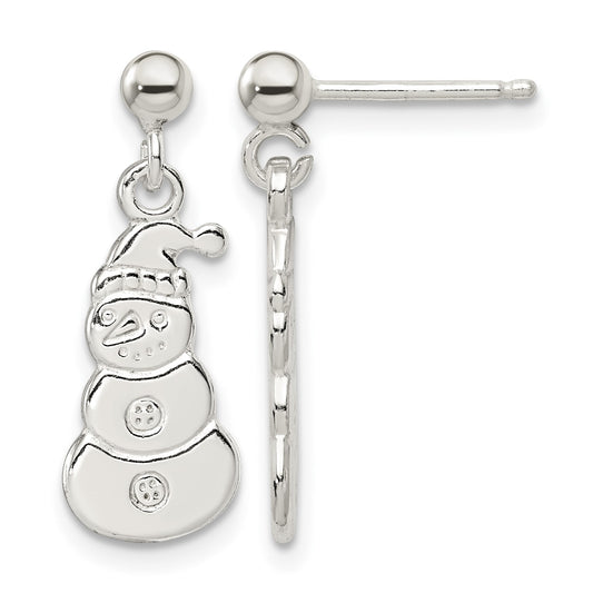 Sterling Silver Polished Snowmen Post Dangle Earrings