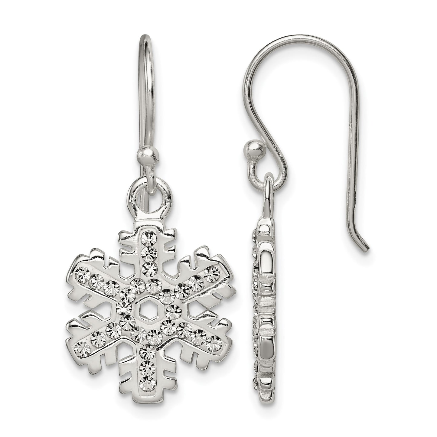 Sterling Silver Stellux Crystal Snowflake Shepherd Hook Earrings