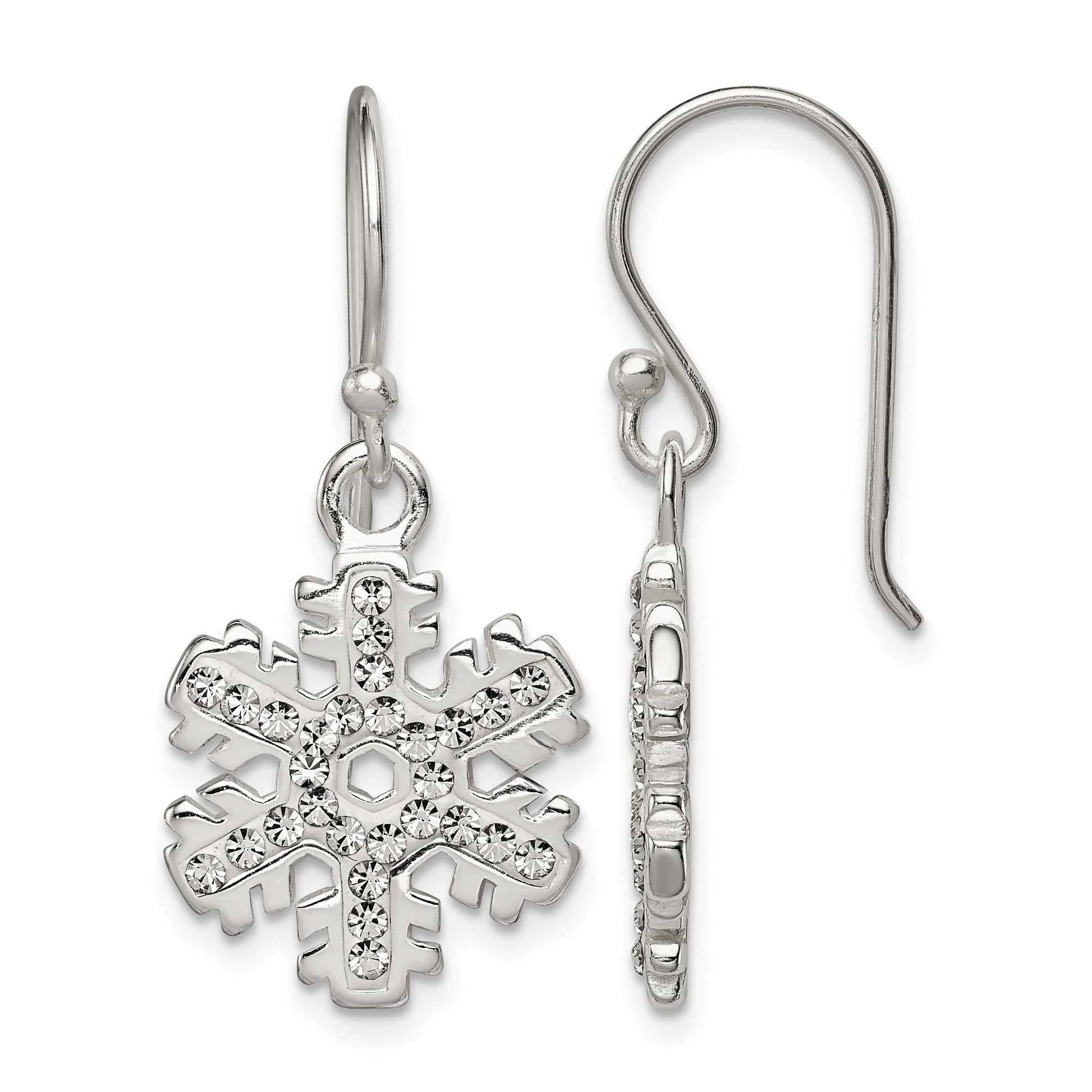 Sterling Silver Stellux Crystal Snowflake Shepherd Hook Earrings