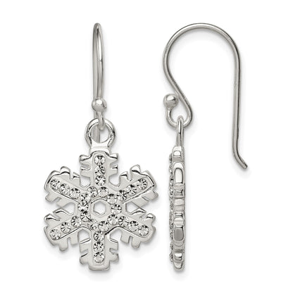 Sterling Silver Stellux Crystal Snowflake Shepherd Hook Earrings